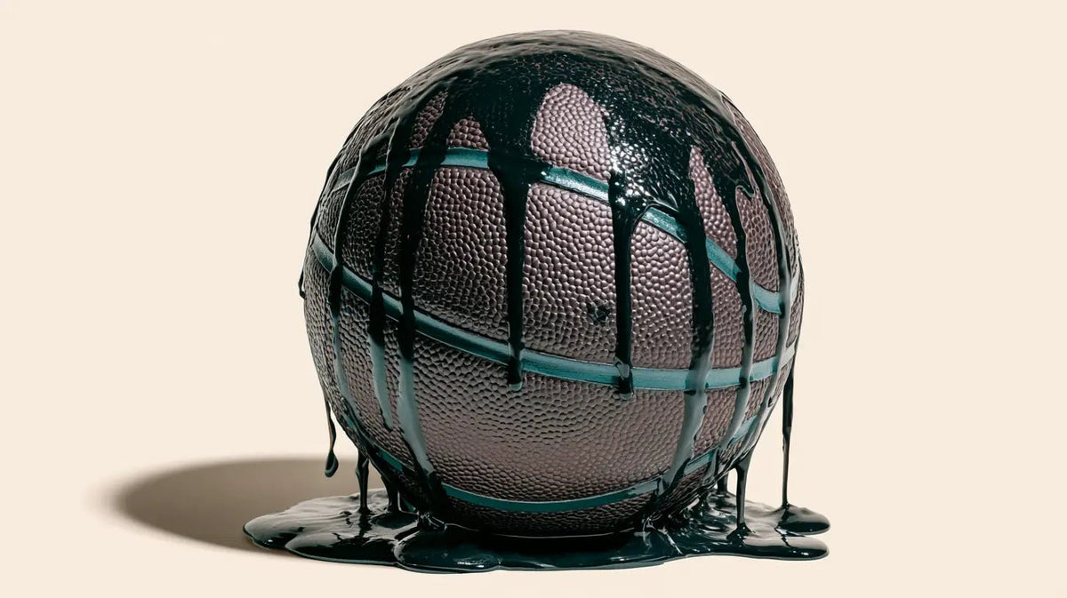 A basketball dripping with black ink, the NBA and tattoos