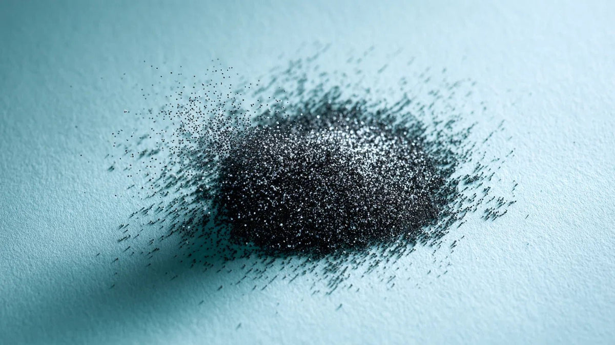 A cloud of black ink particles dispersing in water, the ink in your lymph nodes