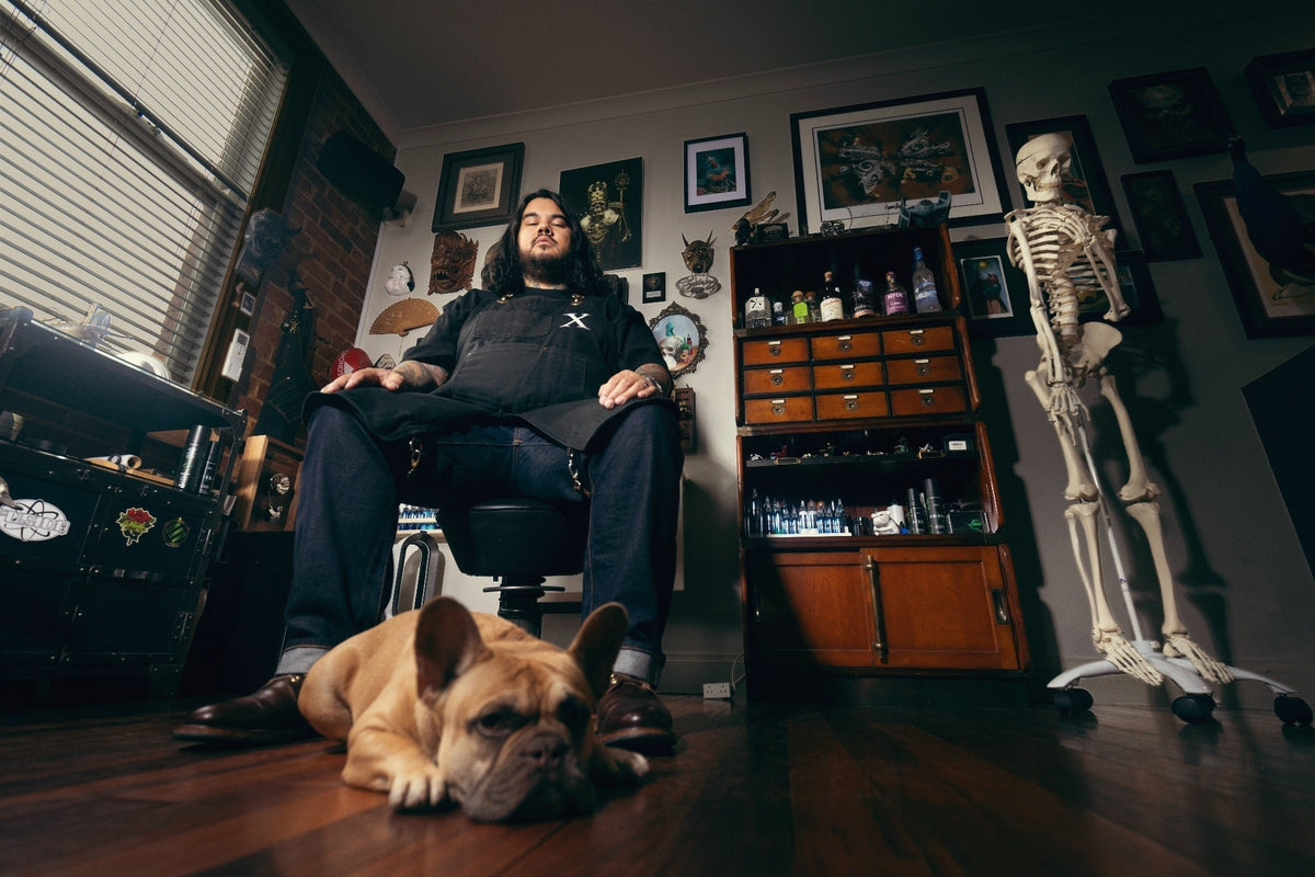 GRAPHICA Global Top 100 tattoo artist Mick Squires in his studio, SKINGRAPHICA Featured Artist